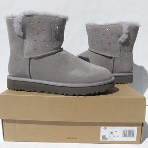 UGG Australia Boots Classic Ugg Gem Mini Womens 8 10 Gray SAMT NIB NEW